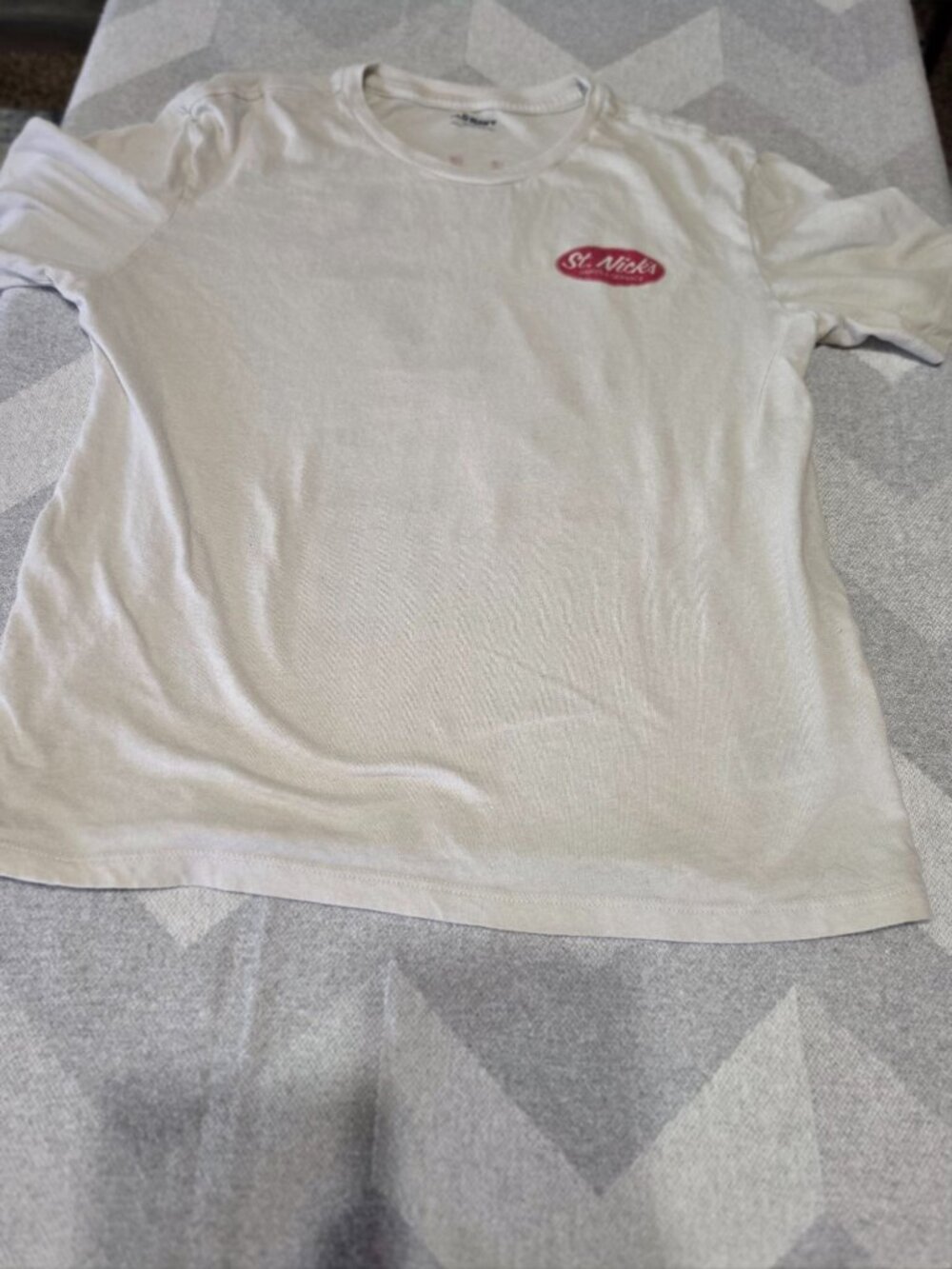 Kids Old Navy St. Nicks Parts & Service Graphic Tee XL White Cotton Holiday Shir